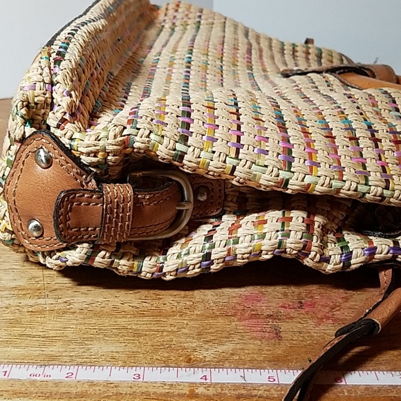 Fossil Weave & Wood Purse 14x4x8 - Picture 7 of 8